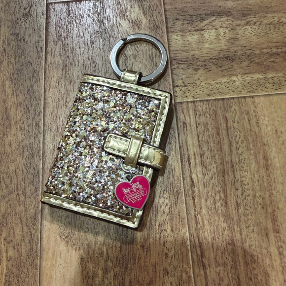 Coach Accessories - vintage Coach gold glitter photobook keychain bag charm